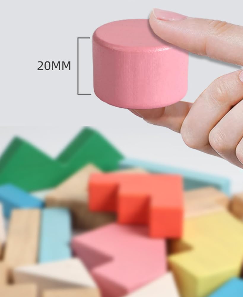 Blocchi da Costruzione in Legno a Forma, Giocattolo Educativo Creativo per Impilare