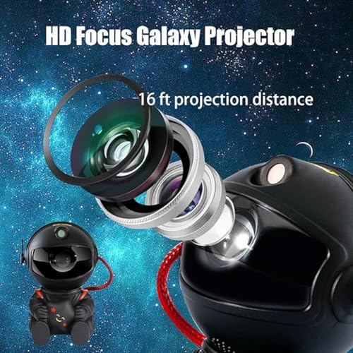 Image of One94Store Astronaut Galaxy Projector Star Night Light - 360 Rotating LED Nebula Lamp with Remote, Timer & Adjustable Head for Kids Room, Bedroom, Home & Party Decor (Star Astronaut, Black)