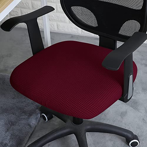 Image of FORCHEER Office Desk Chair Seat Cover 18inch 1 Piece Water Resistant Stretch Computer Chair Seat Cushion Slipcover Washable-Burgandy