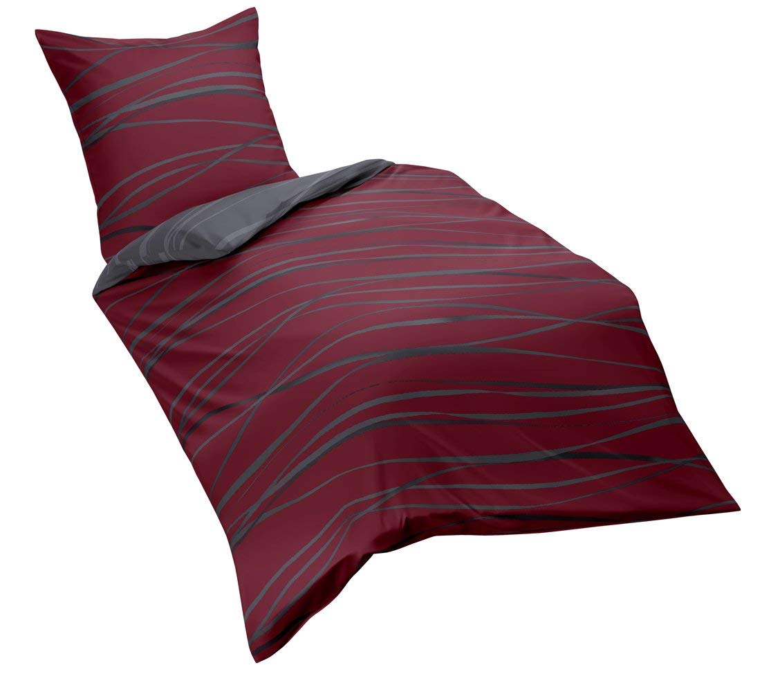 Kaeppel G-105840-42D1-VL97 - Biancheria da letto Motion, color rubino, copripiumino singolo, 1 x 80/80 plus 135/200 cm