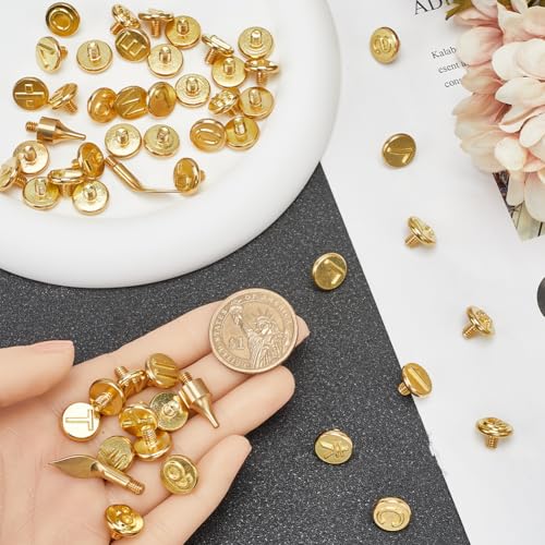GORGECRAFT 52Pcs Wood Burning Tip Letter Golden Brass Copper Kit Alphabet Number Symbol Soldering Stencil Leather Burner Pyrography Tool Template Set for Wood Burning DIY Embossing Carving Craft - Image 3
