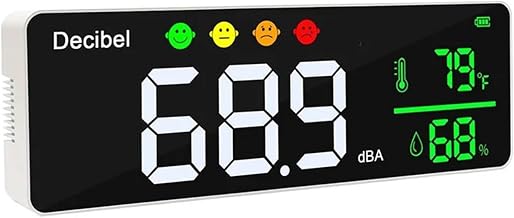3-in-1 Decibel Meter - Sound Level Reader with Humidity & Temperature Monitor | Classroom Noise Meter, SPL & DB Meter, Wall Mounted Design