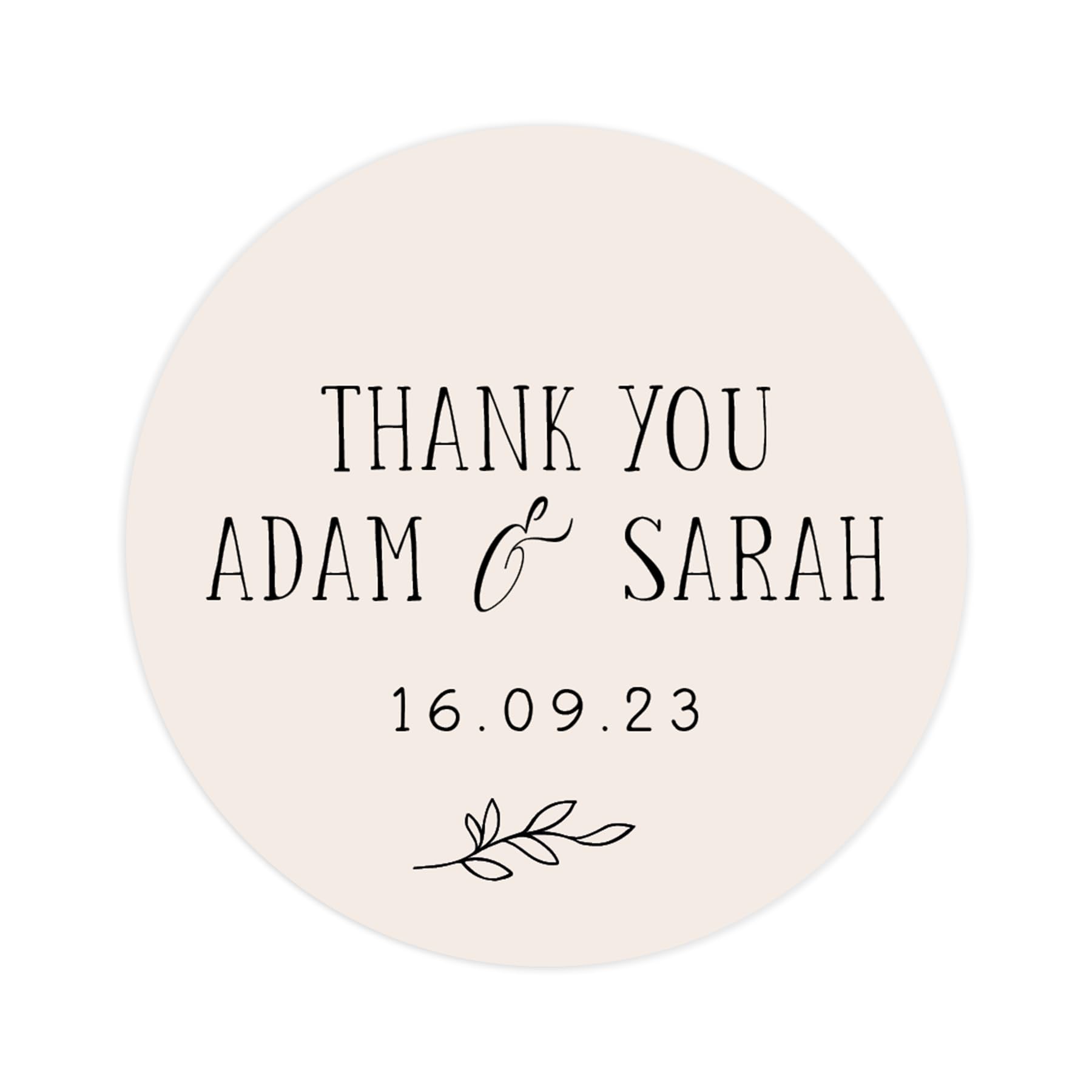 Personalised wedding stickers | thank you wedding labels | 12 colours - favor sticker thanks | wedding favors thank you stickers | 35 round stickers (Champagne)