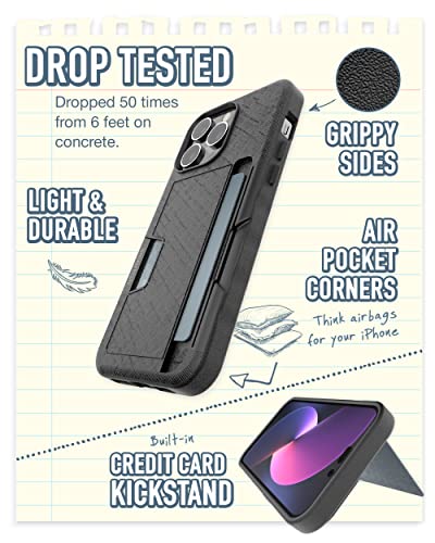Image of Smartish iPhone 14 Pro Max Wallet Case - Wallet Slayer Vol. 2 [Slim /Protective] Credit Card Holder w /Kickstand Drop Tested Hidden Card Slot Compatible w /Apple iPhone 14 Pro Max - Black Tie Affair