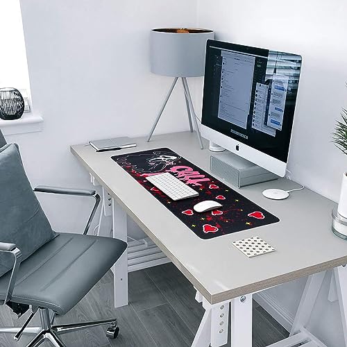Image of Large Gaming Mouse Pad 31.5 x 11.8in Desk Mat for Office Mousepad Anti-Skid Rubber Base Soft Comfortable and Durable Desk Pad (Black)