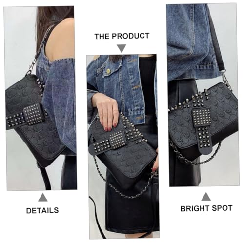 Sac à épaule noir riveté avec compartiments dédiés smartphone et accessoires - 5