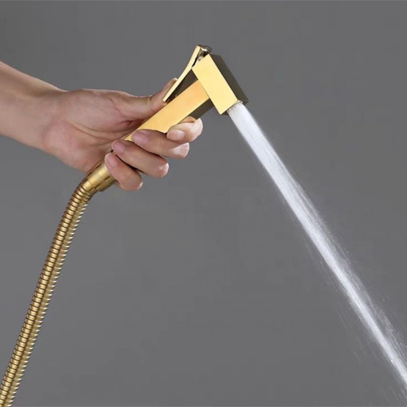 Bidet Portatil para Wc Conjunto de Pulverizador de Bidé de Mano Caliente Y Fría Latón,Oro,Cuadrado
