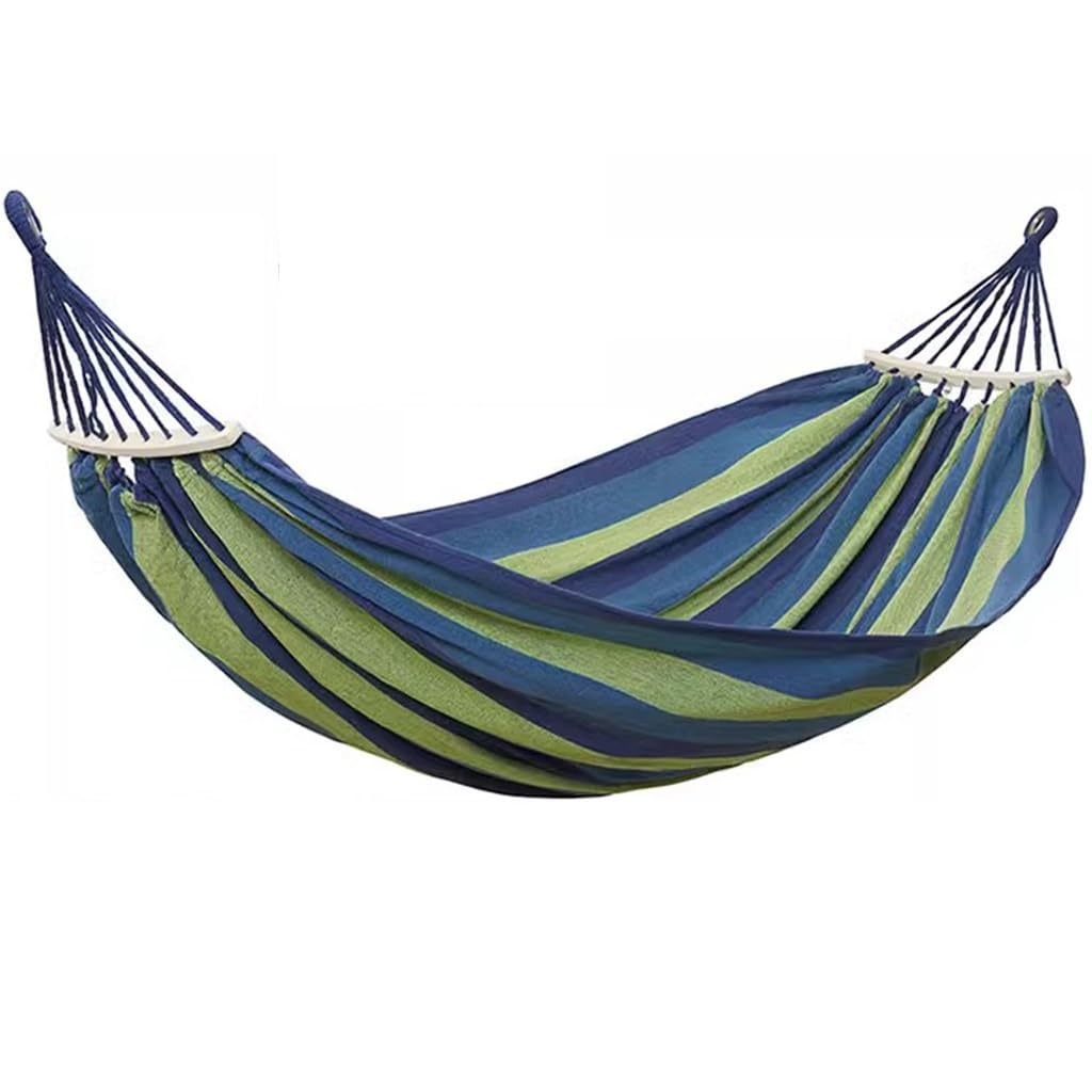 Amaca Doppia Antiribaltamento per Esterni, Altalena Portatile in Tela per Spiaggia, Attrezzatura da Campeggio con Borsa Portaoggetti, Carico Massimo 300 Kg/661,4 Libbre(Blue-Green)