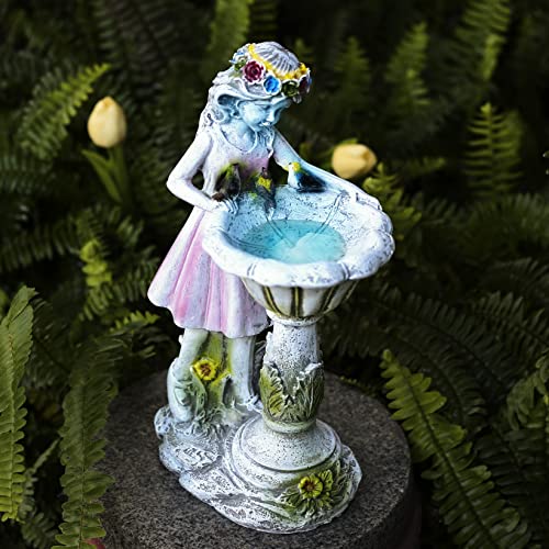 Tefrey Fairy Garden Statue, Solar Garden Angel Figurine Outdoor Decorations Fairy Girl Resin Sculptures For Patio Yard Porch Lawn Ornament Housewarming #TOP1