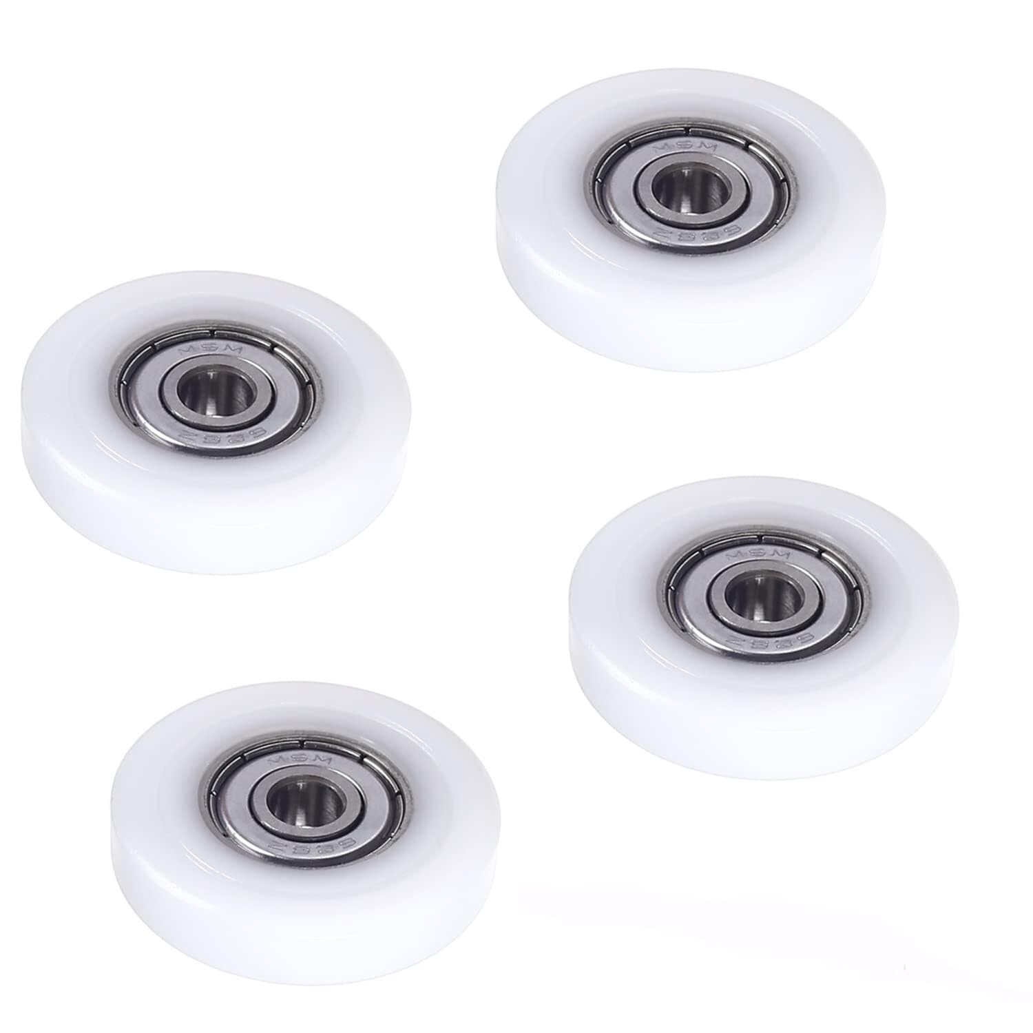 Bearing, Roller,Flat WRoller,Pulley, Wheel, Nylon Roll 4Pcs 6 x 33 7mm Idler Bearing Sliding Conveyor for Furniture, Hardware Accessories, Mobile Door(White) Wear Resistance