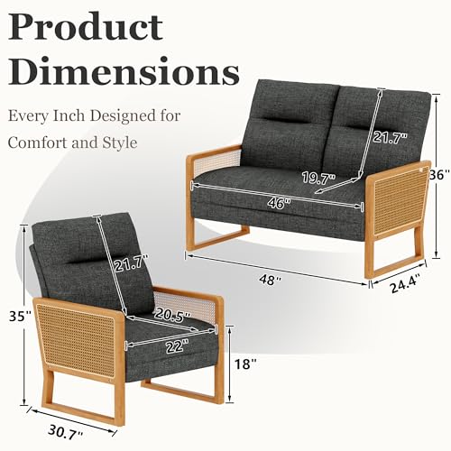Sillón plegable gris con reposabrazos de ratán miniatura 2