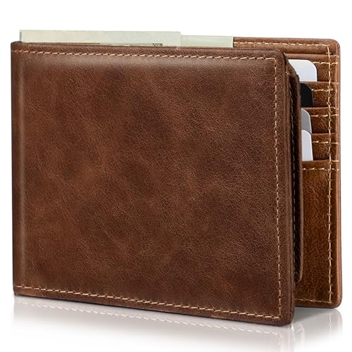 Image of Artpaxy Mens Wallet Bifold Genuine Leather RFID Blocking Wallet for Men with 2 ID Windows 11 Card Holders 2 cash pockets 1 Gift Box