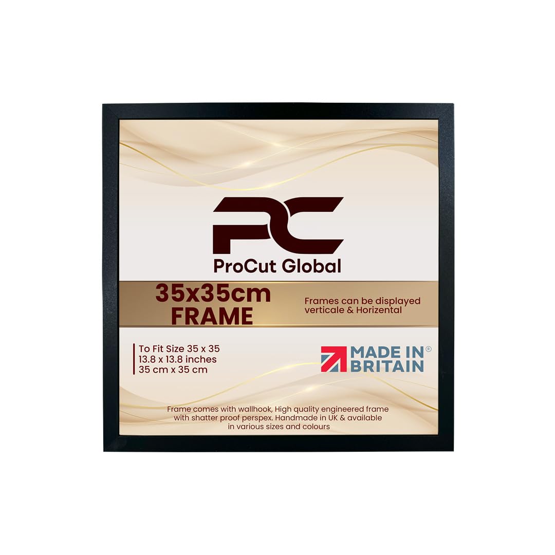 Procut Global 35X35CM Black Picture Frames – Sleek Wooden Photo Frame with Shatterproof Perspex for Wall or Tabletop – Perfect for Posters, Certificates, Prints–Multiple Sizes & Colors Available — image 1