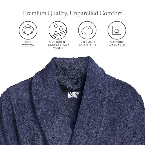 Lands' End Men's Calf Length Turkish Cotton Terry Bathrobe - Image 4
