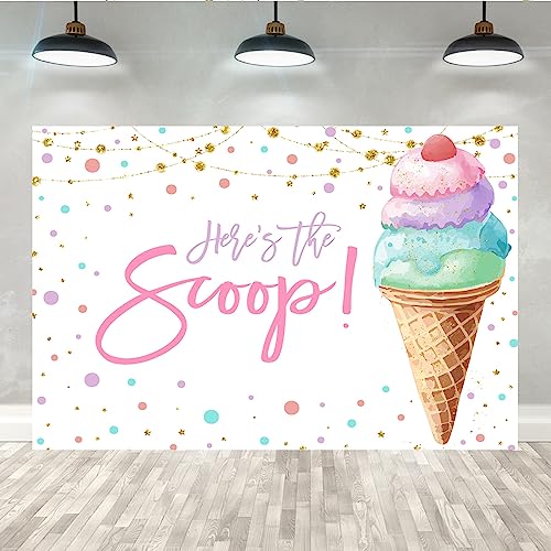 Lofaris 5x3ft Here's The Scoop Pink Ice Cream Backdrop Sweet One Two Sweet Summer Background for Princess Girl Happy Birthday Photography Baby Shower Party Decoration Banner Photo Props Supplies