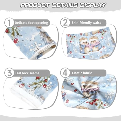 ALAZA Girls' Leggings Children's Yoga Pants Skinny Printed Dance Hedgehog Snow Comfortable 4T2