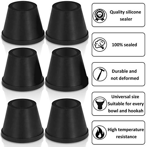 Hookah Bowl Grommet, 6 Pcs Rubber Seal For Shisha Head, Hookah Silicone Grommet Accessories (Black) #TOP3