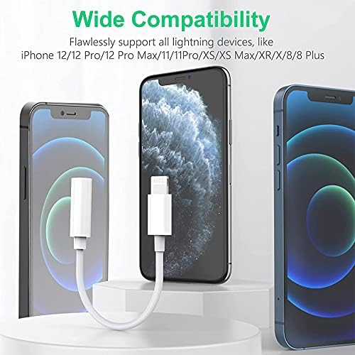 [Apple MFI Certified] Headphone Adapter for iPhone Dongle, Aux Audio Adapter Lightning to 3.5mm Earphone Jack Adapter Stereo Connector Compatible for iPhone 13/12/11/XS/XR/8/7 Support all iOS systems