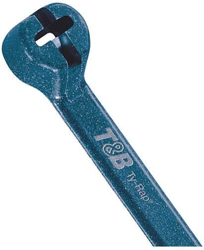 Ty-Rap TY528M-NDT – Brida para cables, 50 libras, 14 pulgadas, nailon azul brillante compuesto 6.6, lazo detectable con dispositivo de bloqueo de