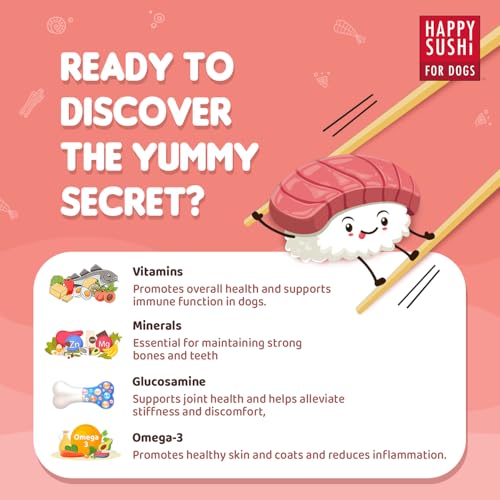 Image of Happy Sushi For Dogs Imaginelles Happy Sushi Wraps Fish For Dogs Nutritious And Tasty Dog Treats 12Pcs 132G, All Life Stages, Stick