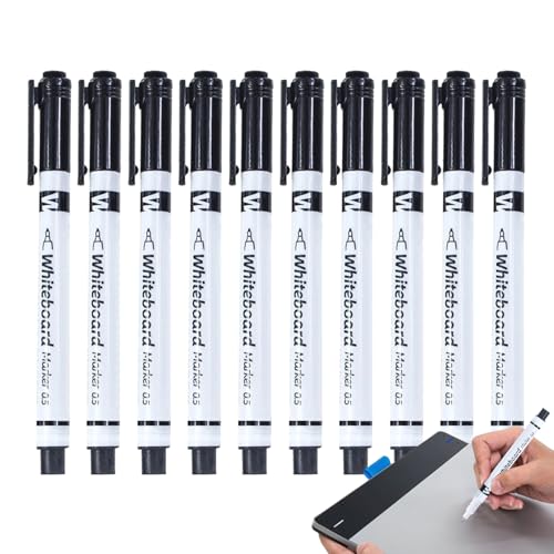 Rotuladores de borrado en – Bolígrafo escolar de 0,5 mm | Rotuladores magnéticos para pizarra blanca con punta fina y goma de borrar para profesores, preescolares, guarderías, dibujo, actividades