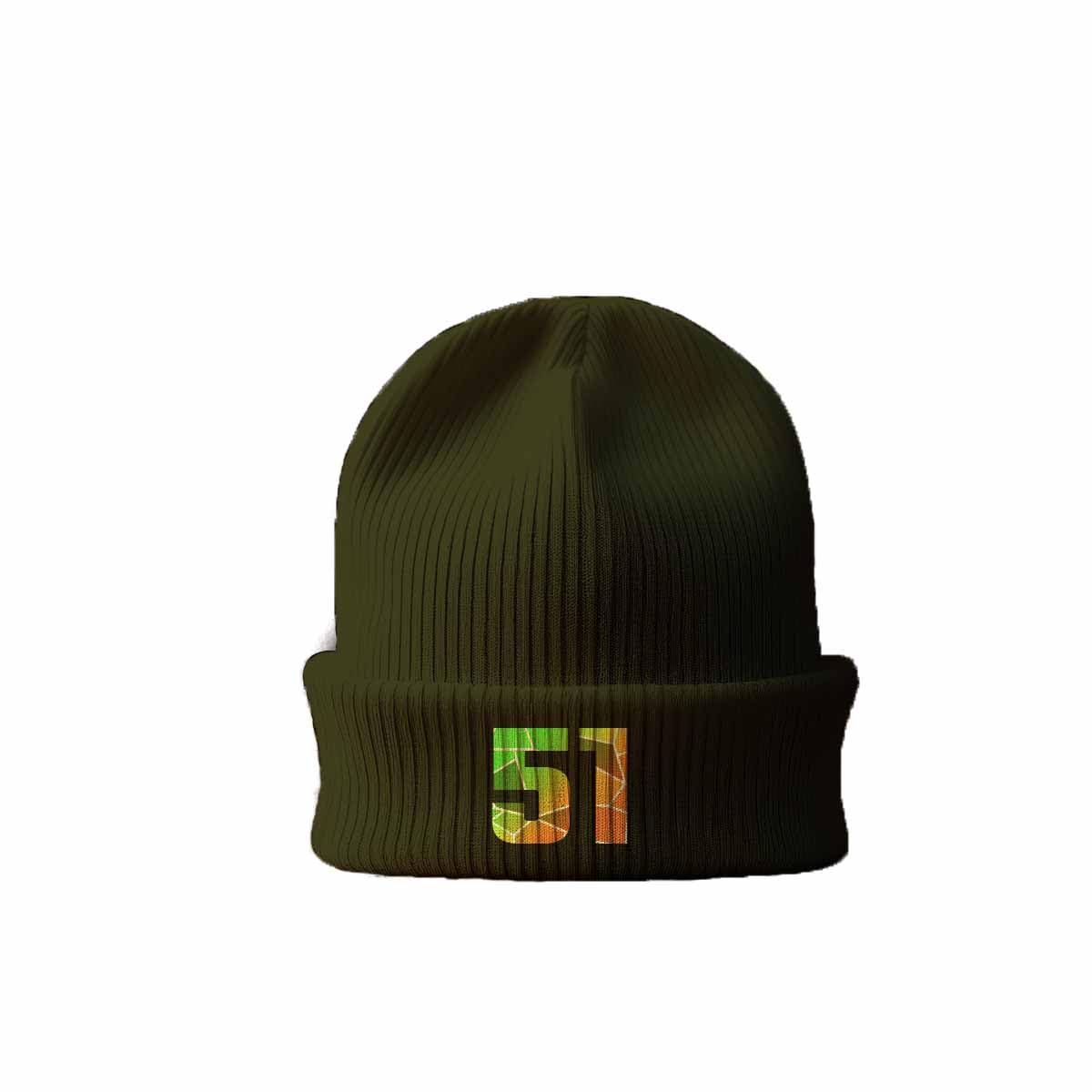 Bonnet olive 51 Number Cuffed Beanie pour l'hiver - 4