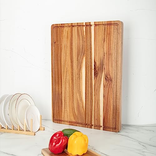 GAOMON 20x15 Inch Acacia Cutting Board for Kitchen, Large Wooden Cutting Board with Juice Groove, 1.5" Thick Chopping Board for Meat Vegetables and Cheese, Charcuterie Board
