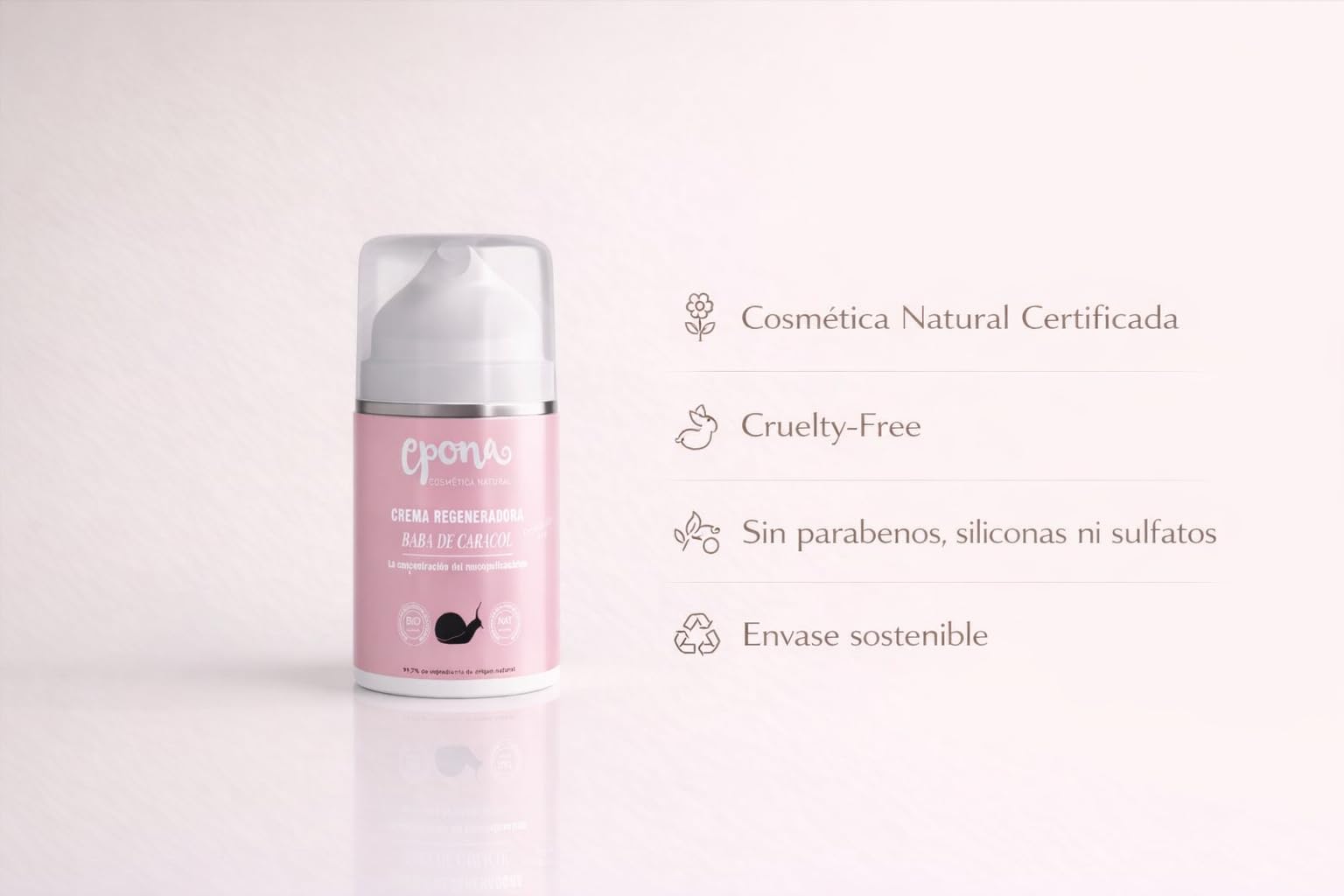 EPONA Crema Regeneradora BIO Baba de Caracol con Aloe Vera y Aceites Naturales – Hidratación y Luminosidad – Cosmética Natural Certificada – 50 ml