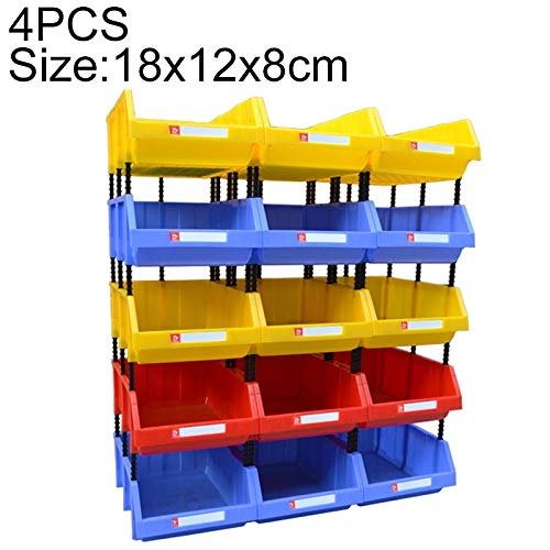 N/A Drawer component box Parts storage box 4 PCS Thickened Oblique Plastic Box Combined Parts Box Material Box, Random Color Delivery, Size: 18cm X 12cm X 8cm Thickened parts cabinet