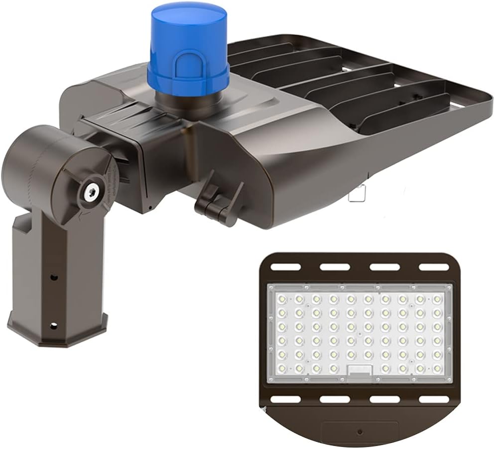 Flash Deals - 40% OFF LED Parking Lot Light 150W 21,000LM (140LM/W) 5700K LED Street Lights with Adjustable Slip fit Mount Dusk-to-Dawn Photocell Sensor IP66 Outdoor Commercial Parking Lot Lighting UL & DLC Certified