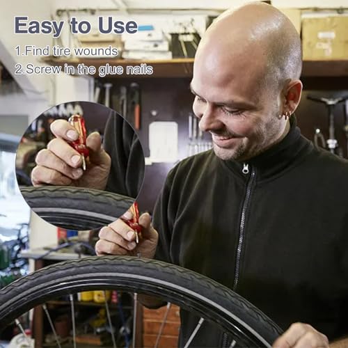 Image of 40Pcs Tire Repair Plug Kit,2 Size Fast Repair Tire Screw with Rubber Surface,Vacuum Tyre Repair Nail for Motorcycle,Car,Truck,Tractor,Electric Bike, JY00023