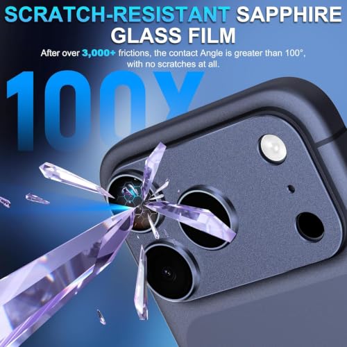 Image of Ferilinso GARHIL Camera Lens Protector Compatible with iPhone 17 Pro Max, Blue Joint, 9H Tempered Glass Camera Protector, HD Clear Anti-Scratch Lens Cover, Case Friendly, Easy Installation