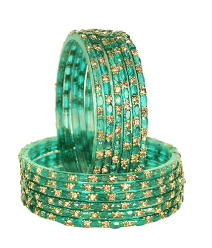 Image of Swara Creations Glass Bangles set for Women | Zirconwork Golden Raindrops Bangles Collection | Ethnic, Festive & Special Occassions(12Pcs)(SKU287)