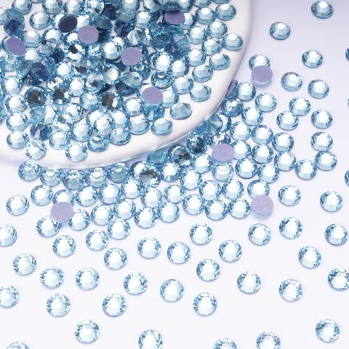 Image of Hotfix Rhinestones Bulk 3000PCS SS6 (1.9-2.1mm), Aquamarine Glass Rhinestones for Clothes, Tumblers, Shoes DIY, Heat Transfer Flatback Gems for Crafts & Decoration