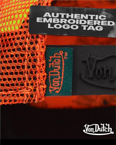 Image of Von Dutch Monogram Trucker Cap - Retro Snapback Cap for Men and Women - Adjustable Snap Fit Panel, Mesh Rear, Curved Bill