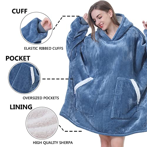 Kipswiza Wearable Blanket Hoodie, Sherpa Hooded Blanket for Adult as Gifts for Women Mom Girls Teens Men, Cozy Sweatshirt Blanket with Giant Pockets - Image 6