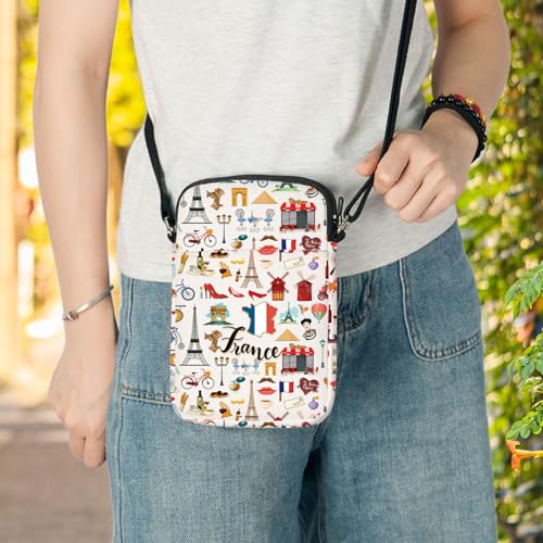 LEVLO France Cross Body Bag French Souvenir Gift Paris Landmarks Shoulder BagFrance Holiday Sling Bag For Women4