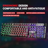 Rii Gaming Keyboard,USB Wired Keyboard with Rainbow LED Backlit Mechanical Feeling for Working Gaming (UK Layout) - Image 2