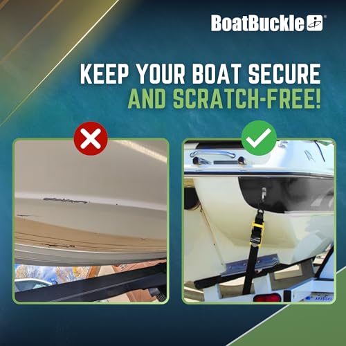 BoatBuckle Kwik-Lok Transom Tie Down Straps with Boat Pads, 2in x 4ft, 2-ct | Kwik-Lok Adjustable Transom Tie Down Straps, 1,200 lb Break Strength, Includes 2 Straps & Boat Pads, Fits Most Watercraft - Image 6