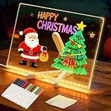 LED Drawing Board for Children, Luminous LED Note Board with 12 Colours Pen, Magic Light Up Drawing Board, Drawing Writing Message Magic Board for School Office Cafe Home, 30*20cm