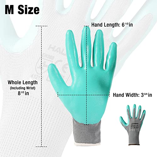 Haushof 6 Pairs Garden Gloves For Women, Nitrile Coated Working Gloves, For Gardening, Restoration Work, Pink & Green, M #TOP2