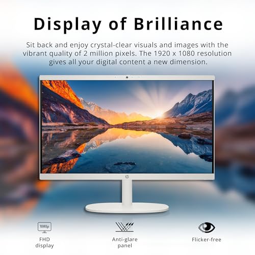 Image of HP All-in-One Desktop Computer, 21.5 inch FHD Display, Intel Celeron J4025 Processor, 16GB RAM, 288GB Storage(128GB SSD + 160GB Docking Station Set), HD Privacy Camera, Wired Keyboard&Mouse, Win 11, White