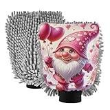 ODAWA Car Cleaning Glove Microfiber, Love Gnome Pink Chenille Car Wash Mitt 2 Pack 7.09