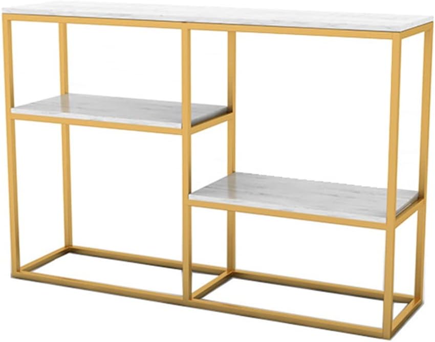 コンソールテーブル、3段棚付きアイアンミニソファテーブル、モダンな