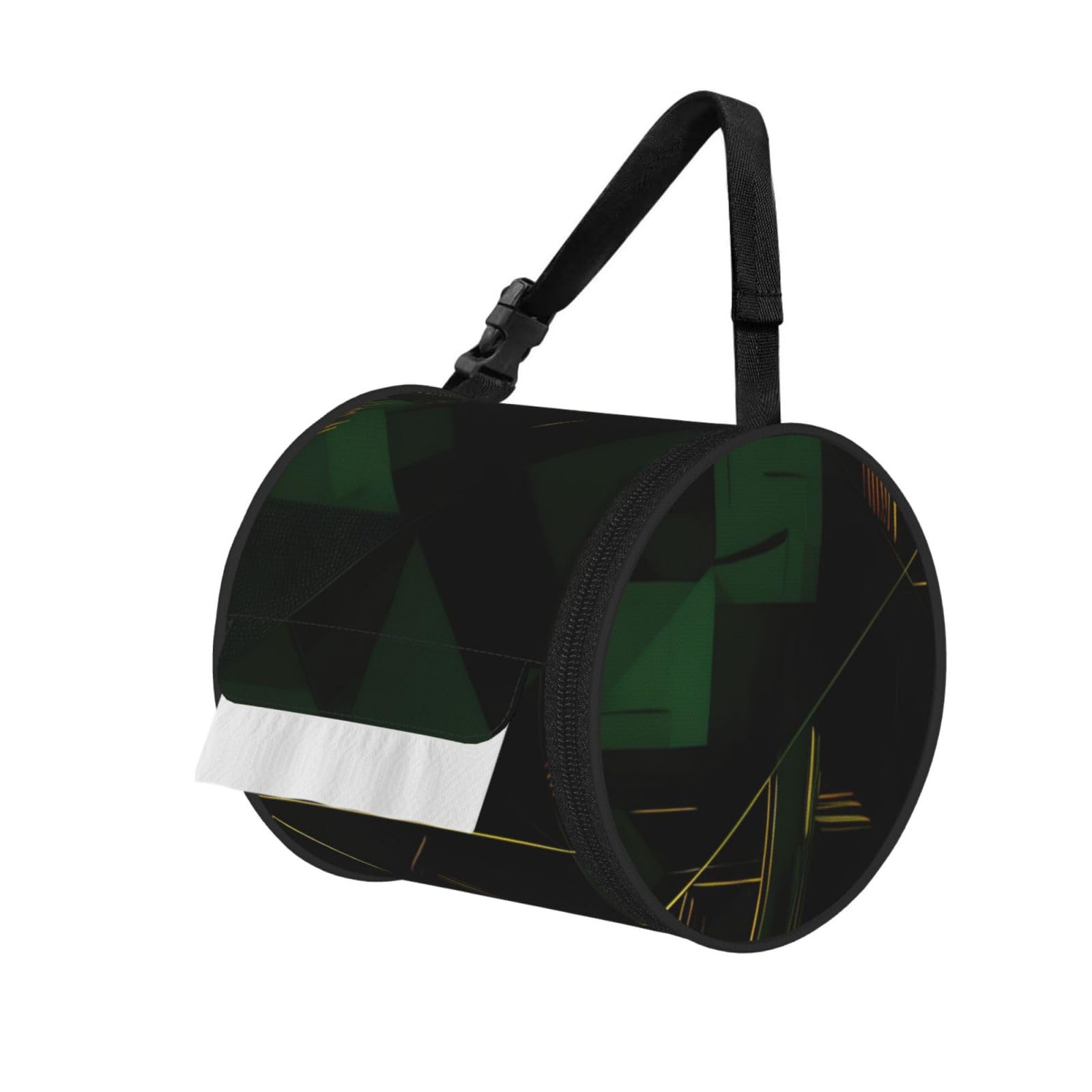black green and gold geometric Print Cylindrical Tissue Holder Bathroom Car Home Office Kitchen Decor Versatile