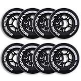Rollerex VXT500 Inline Skate/Rollerblade Wheels (8-Pack) (Various Size & Color Options Available) (Steel Black, 72mm) -Indoor Outdoor- Intended for Roller Blade Wheel Replacement