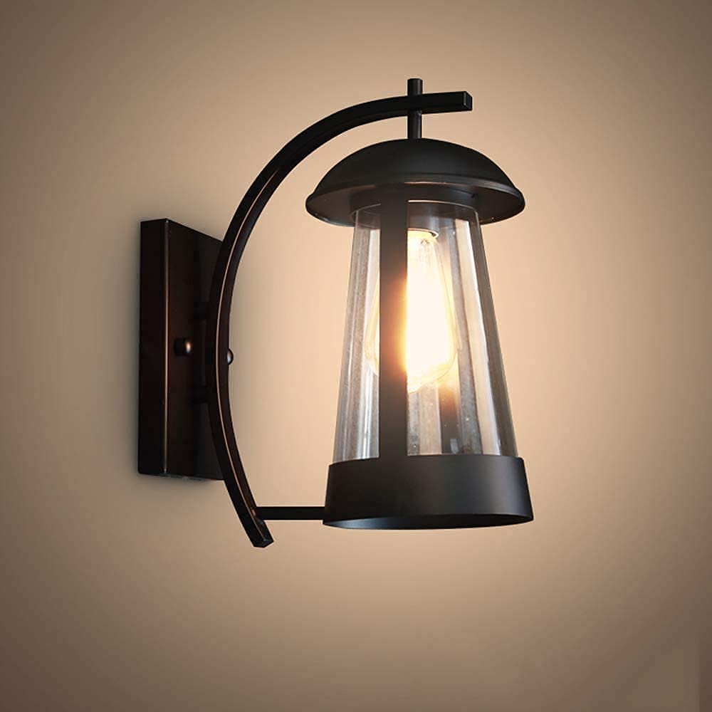 Applique murale rétro fer et verre E27 luminaire loft industriel de salon intérieur extérieur