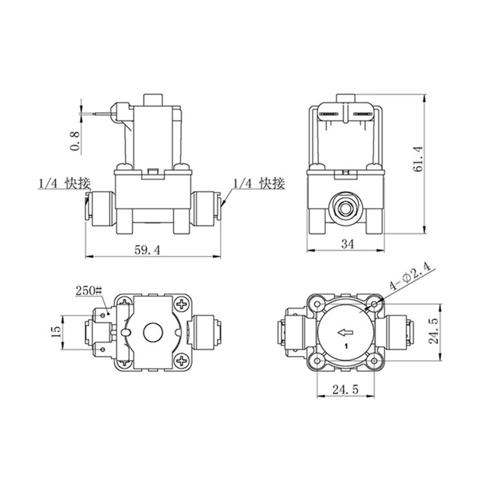 Electroválvula Universal 1/4 "interruptor De Entrada De Agua Lavadora Válvula Solenoide Eléctrica Magnética DC12V 24V 36V Válvula de Agua para Lavadora(NO,12V)