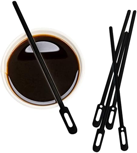 Restaurantware Agitadores de café de 5.8 pulgadas, 100 palitos desechables para agitar, diseño único de ojo de cerradura para bebidas calientes y