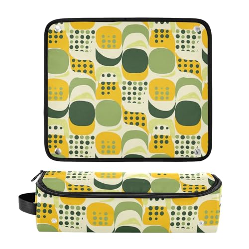Bolsa de viaje para herramientas de cabello y alfombrilla resistente al calor con cierre, para planchas grandes, bolsa de viaje para rizadores, planchas, rizadores, estilizador, patrón abstracto verde miniatura 3